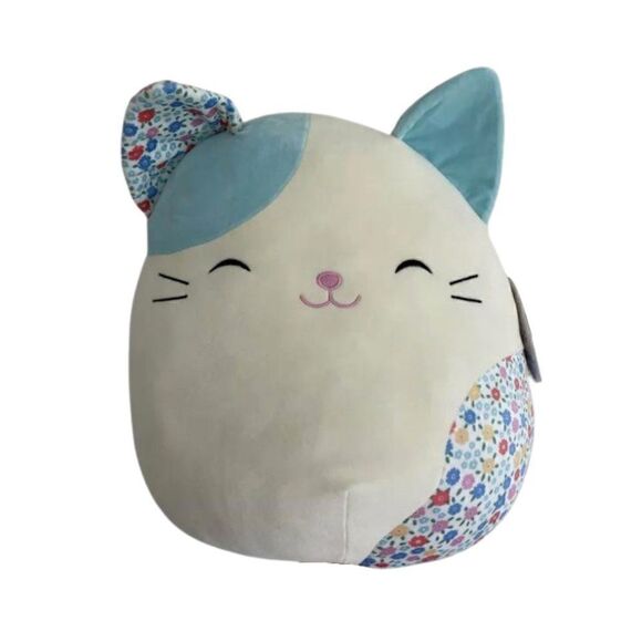 Kellytoys Mini Squishmallows Kesla the Blue Floral Calico Cat 5" Easter Edition - Picture 4 of 7